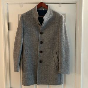 State & Liberty Gray Herringbone Overcoat Size M